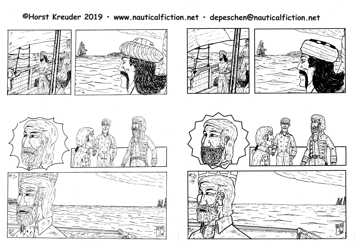 "Die Geiseln der Berber" Seite 3.  Links Originalfassung 1977 • Rechts als Stiltraining nachgetuschte Fassung